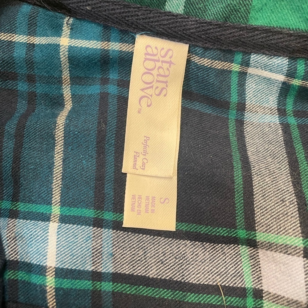 NWT Stars Above size small plaid green button up pajama shirt - Picture 5 of 12